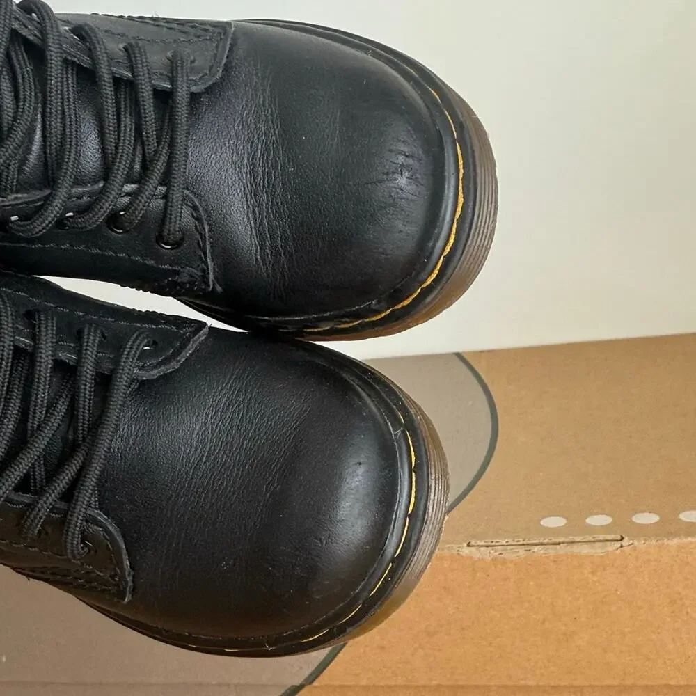 Dr. Martens 1460 Black Leather Lace Up Zip Ankle Boots Toddler - SZ 7 C